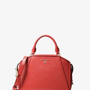 MICHAEL Michael Kors Cleo Small Saffiano Leather Satchel In Sangria